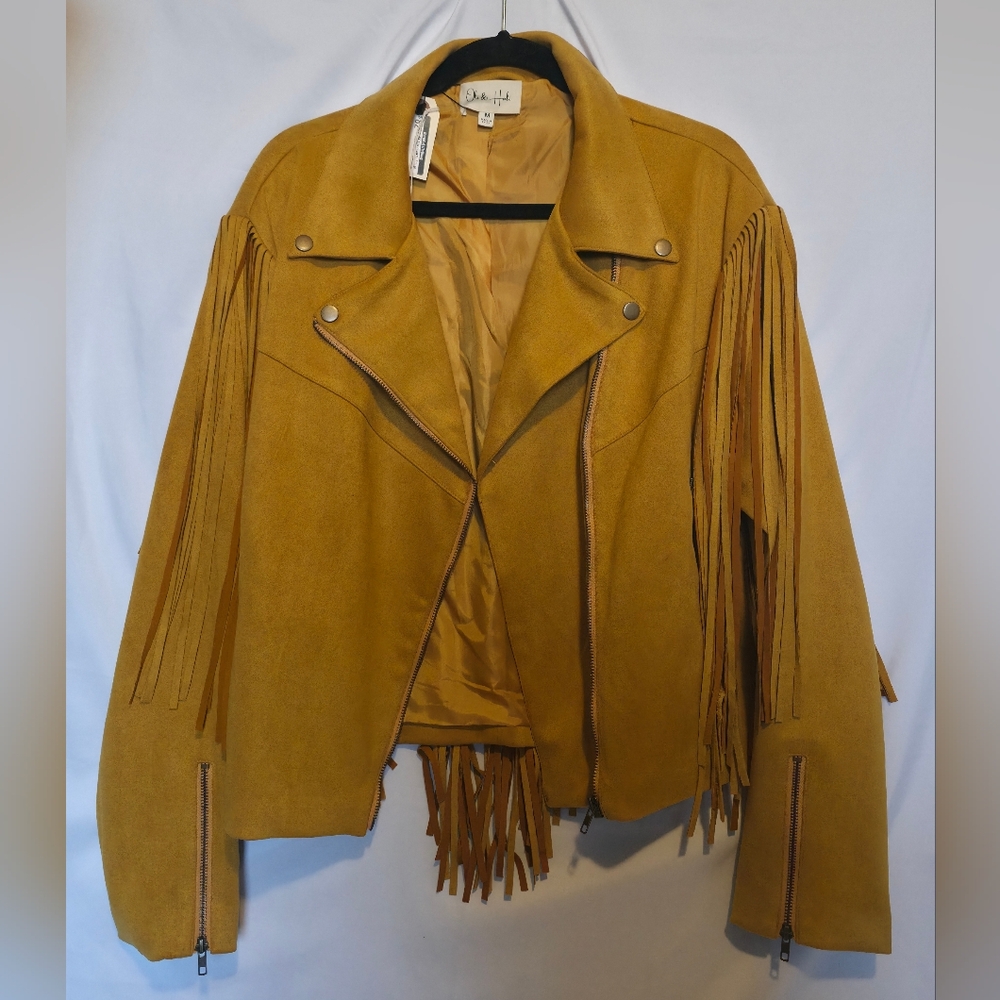Oliv & Hall Fringe Moto Jacket Women's Size Medium NWT